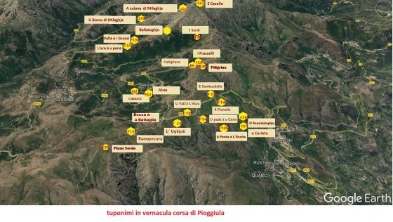 Mappa dei toponimi